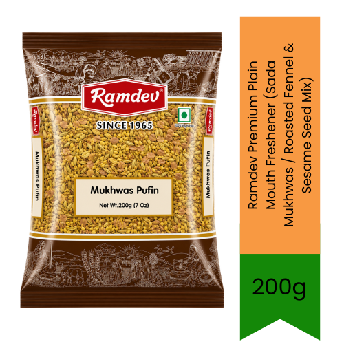 Ramdev Premium Plain Mouth Freshener (Sada Mukhwas / Roasted Fennel & Sesame Seed Mix) | 200g - Traditional Aromatic Digestive Mukhwas Perfect for After-Meal Breath Freshening | Crisp Nutty Natural Indian Snack Blend | South Africa | India Bazaar