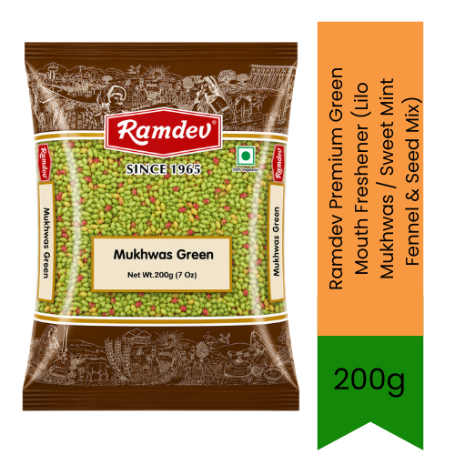 Ramdev Premium Green Mouth Freshener (Lilo Mukhwas / Sweet Mint Fennel & Seed Mix) | 200g - Refreshing Indian Digestive Snack Perfect for After-Meal Breath Freshening | Sweet Cooling & Crunchy Traditional Blend | South Africa | India Bazaar