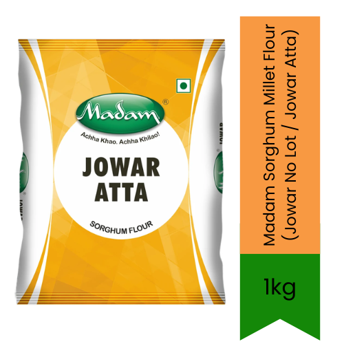 Madam Sorghum Millet Flour (Jowar No Lot / Jowar Atta) | 1kg - Gluten-Free Healthy Flour for Soft Sorghum Flatbreads, Weight Loss & Digestion | South Africa | India Bazaar