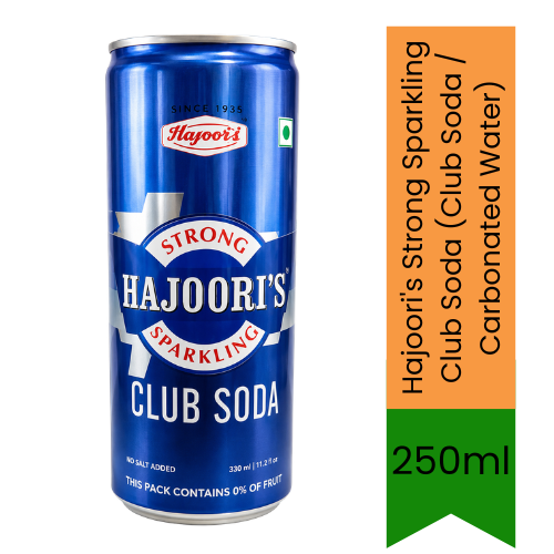 Hajoori's Strong Sparkling Club Soda (Club Soda / Carbonated Water) | 250ml - Extra Bubbly & Refreshing Carbonated Beverage | Ideal Mocktail & Cocktail Mixer, Drink Refreshment & Meal Companion | South Africa | India Bazaar