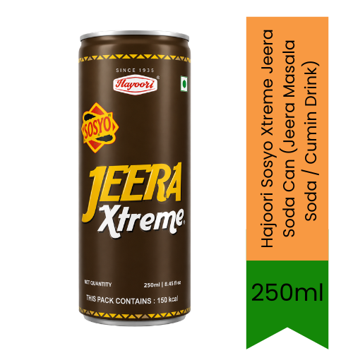 Hajoori Sosyo Xtreme Jeera Soda Can (Jeera Masala Soda / Cumin Drink) | 250ml - Refreshing Indian Fizzy Spiced Cumin Carbonated Drink | Tangy Digestive Soda & Meal Companion Snack Beverage | South Africa | India Bazaar