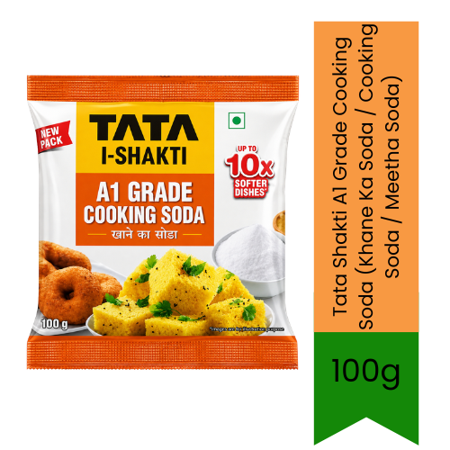 Tata Shakti A1 Grade Cooking Soda (Khane Ka Soda / Cooking Soda / Meetha Soda) | 100g - Pure Edible Baking Powder & Food Grade Bicarbonate of Soda for Fluffy Dhokla, Idli, Bhature & Baking | South Africa | India Bazaar