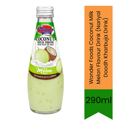 Wonder Foods Coconut Milk Melon Flavour Drink (Nariyal Doodh Kharbuja Drink) | 290ml - Refreshing Tropical Fruit Beverage for Chilled Refreshment | Delivers Sweet Fruity Taste & Quick Energy | South Africa | India Bazaar