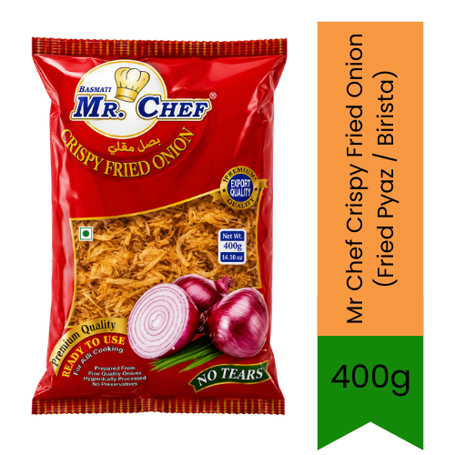 Mr Chef Crispy Fried Onion (Fried Pyaz / Birista) | 400g - Ready-to-Use Crunchy Onions for Biryani Layering, Curries & Garnishes | South Africa | India Bazaar