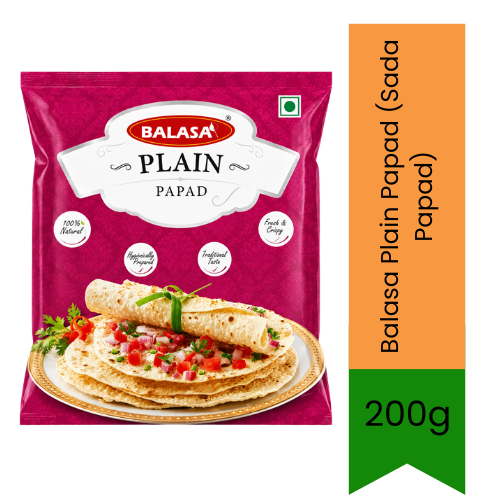 Balasa Plain Papad (Sada Papad) | 200g - Crispy Sun-Dried Lentil Wafers for Authentic Indian Meals & Daily Snacks | Delivers Crunch & Traditional Flavor | South Africa | India Bazaar