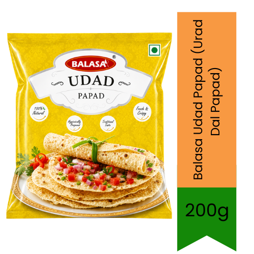 Balasa Udad Papad (Urad Dal Papad) | 200g - Crispy Sun-Dried Lentil Wafers for Authentic Indian Meals & Daily Snacks | Delivers Traditional Crunch & Rich Taste | South Africa | India Bazaar