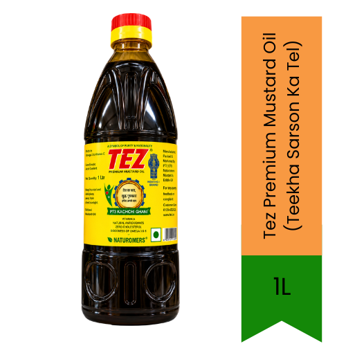 Tez Premium Mustard Oil (Teekha Sarson Ka Tel) - Sharp Pungent Cold-Pressed Cooking Oil, Perfect for Authentic North Indian Curries & Bhartas | South Africa | India Bazaar