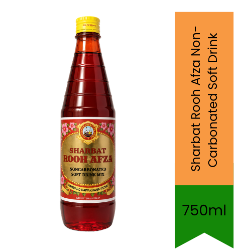 Sharbat Rooh Afza Non-Carbonated Soft Drink | 750ml - Concentrated Sweet Herbal Rose Syrup Drink Mix & Dessert Cordial | South Africa | India Bazaar