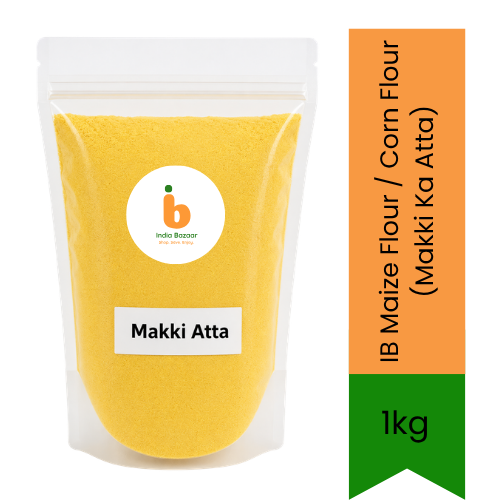IB Maize Flour / Corn Flour (Makki Ka Atta) | 1kg - High-Fibre Yellow Grain Flour for Making Traditional Makki Di Roti, Baking & Cooking Thickener | South Africa | India Bazaar