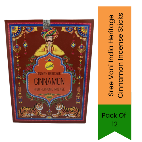 Sree Vani Cinnamon Incense Sticks (India Heritage) | Pack of 12 - Perfect for Home Fragrance & Relaxation, Warm Spicy Aroma & Comforting Atmosphere | South Africa | India Bazaar