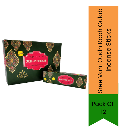 Sree Vani Oudh & Rose Incense Sticks / Oudh Rooh Gulab Pack of 12 | Rich Oudh, Sweet Rose & Deep Floral Fragrance | Long-Lasting Home Aroma | South Africa | India Bazaar