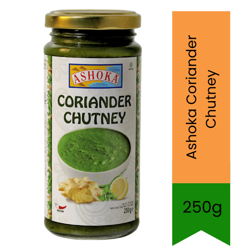 Ashoka Coriander Chutney (Dhaniya Chutney) | 250g - Authentic Green Chutney for Snacks, Chaat & Sandwiches, Fresh Herbal Taste | South Africa | India Bazaar