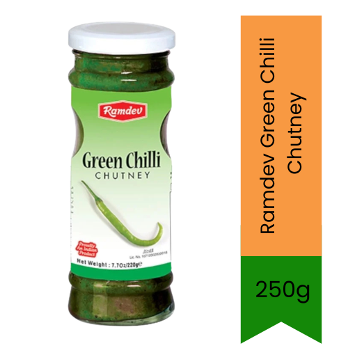 Ramdev Green Chilli Chutney (Hari Mirch Chutney) | 250g - Spicy Chutney for Snacks, Kebabs & Meals, Adds Bold Flavor & Heat | South Africa | India Bazaar