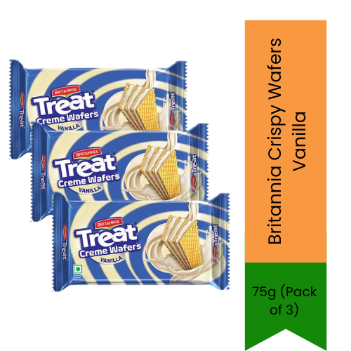 Britannia Crispy Wafers Vanilla Multipack | 225g (3 x 75g Pack) - Light Multi-Layered Cream-Filled Wafer Sticks, Crunchy Sweet Snack for Kids Birthday Parties | South Africa | India Bazaar