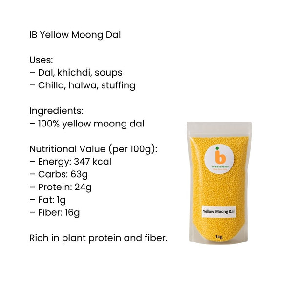 IB Yellow Moong Dal 1kg – Premium Quality for Wholesome Indian Cooking