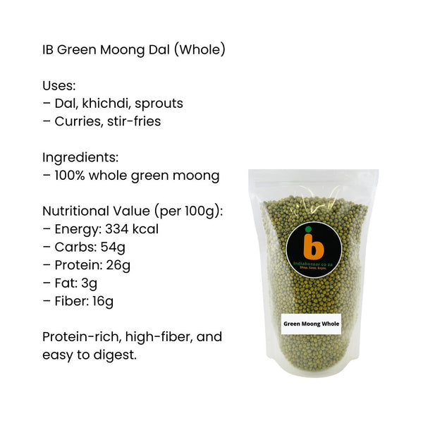 IB Green Moong (Whole) – 1Kg | Unpolished & High Protein Dal for Healthy Cooking