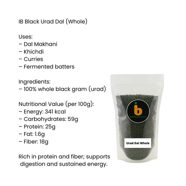 IB Black Urad (Whole) – 1Kg | Premium Whole Black Gram (Sabut Urad)