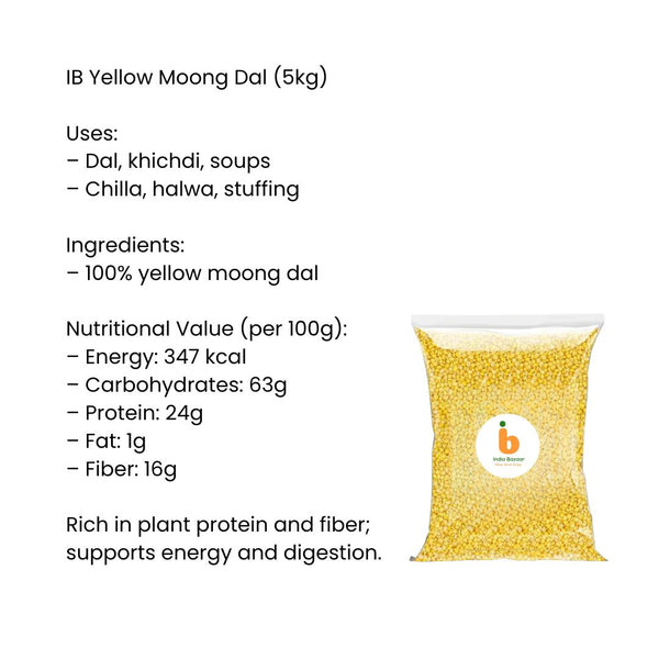 IB Yellow Moong Dal – 5Kg | Premium Unpolished Split Yellow Lentils