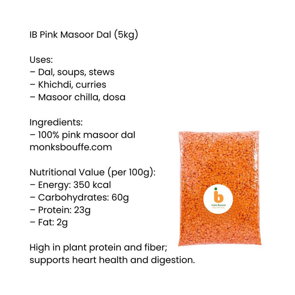 IB Pink Masoor Dal – 5Kg | Premium Split Red Lentils