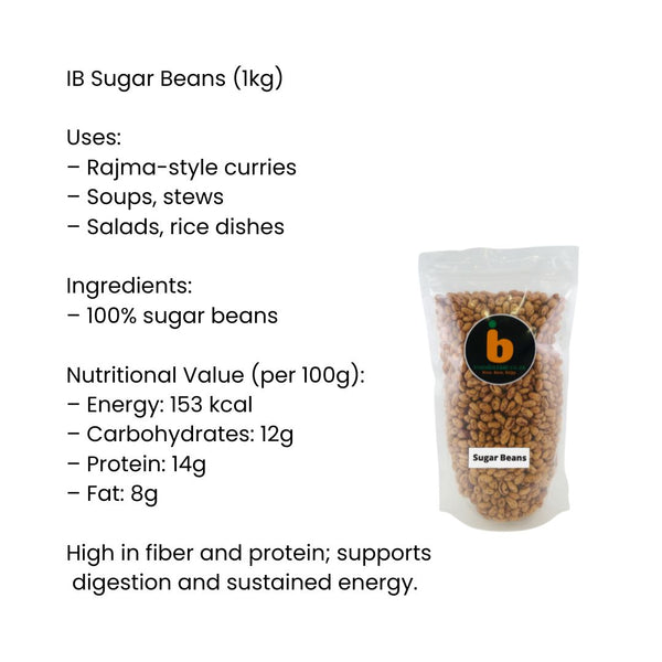 IB Sugar Beans 1Kg – Red Speckled Boontjies (Chitra Beans / Rajma Style)