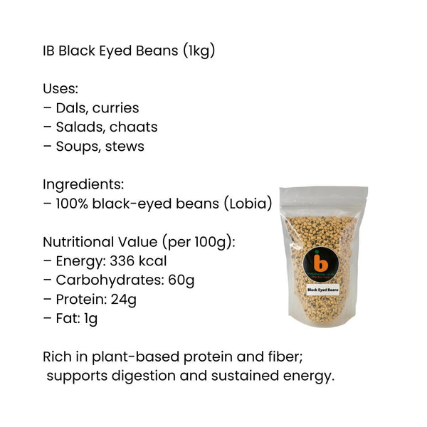 IB Black Eyed Beans 1Kg – Lobia / Black-Eyed Boontjies