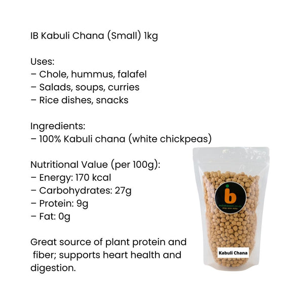 IB Kabuli Chana (Small) 1Kg – Small Chickpeas (Chana / Chole / Boontjies)