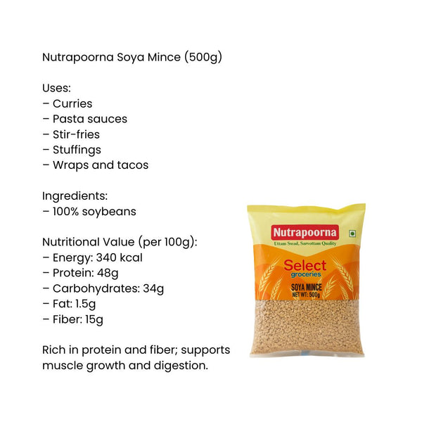 Nutrapoorna Soya Mince 500g – Plant-Based Protein Boontjies (Soya Mince)|BB:JUN.2026