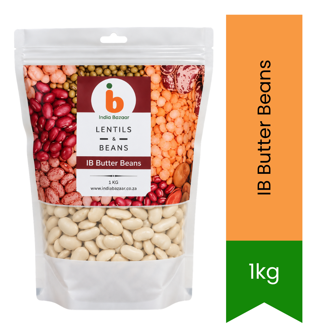 IB Butter Beans (White Lima Beans) - Premium Pure Creamy Nutrient-Rich Legumes for Soups, Stews & Curries | Delivers High Fiber & Rich Delicate Flavor | South Africa | India Bazaar