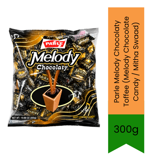 Parle Melody Chocolaty Toffee (Melody Chocolate Candy / Mitha Swaad) - Dual-Layered Caramel Toffee Filled with Rich Liquid Chocolate Center | Chewy Sweet Candy Treat & Party Favor | South Africa | India Bazaar