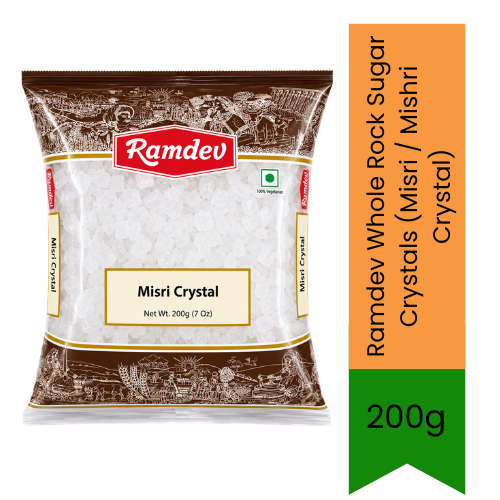 Ramdev Whole Rock Sugar Crystals (Misri / Mishri Crystal) - Pure & Natural Sweetener for Indian Desserts, Mukhwas Mouth Fresheners & Pooja Prasad | Offers a Mild Refreshing Sweetness & Helps Soothe the Throat | South Africa | India Bazaar