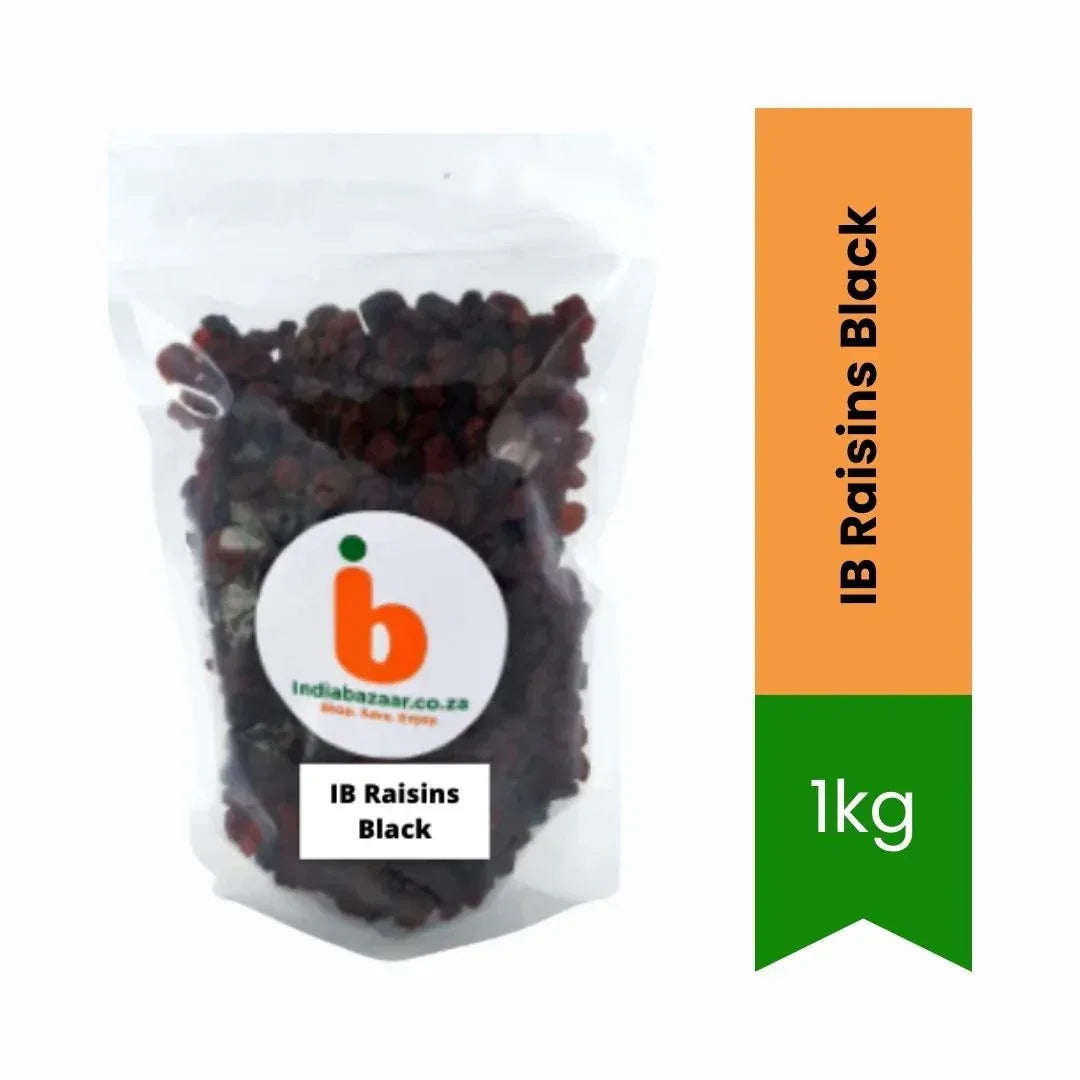 IB Black Raisins (Kali Kismis / Swart Rosyntjies) - Premium Iron-Rich Seedless Dried Sweet Grapes for Daily Immunity Boosting & Health Nutrition | South Africa | India Bazaar