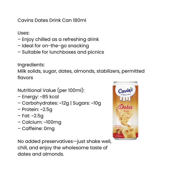 Cavins Dates Drink can 180ml|BB:13.APR.2026