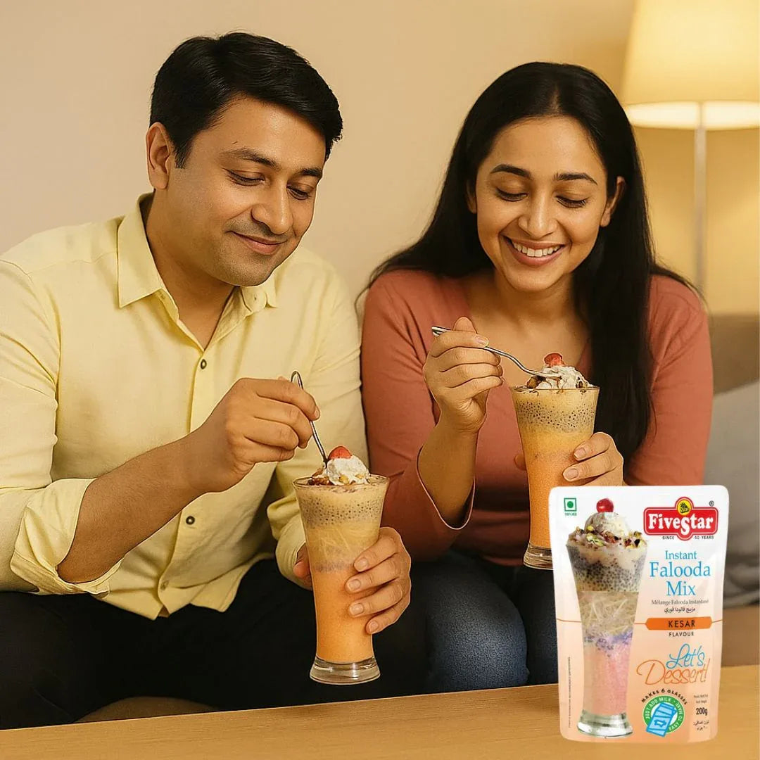 Fivestar Kesar Falooda Instant Mix (Saffron Dessert Drink) | 200g - Sweet Creamy Mix with Sabja Seeds & Vermicelli, Rich Festive Treats | South Africa | India Bazaar