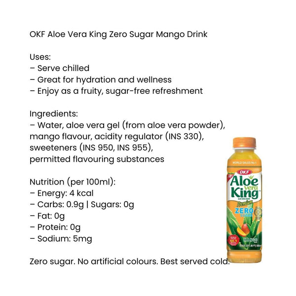 OKF Aloe Vera King Zero Sugar Mango Drink|BB:12.DEC.2025