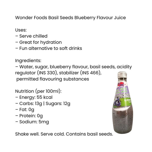 Wonder Foods Basil Seeds Blueberry Flavour Juice