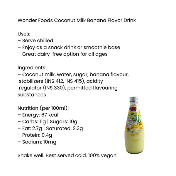 Wonder Foods Coconut Milk Banana Flavor Drink