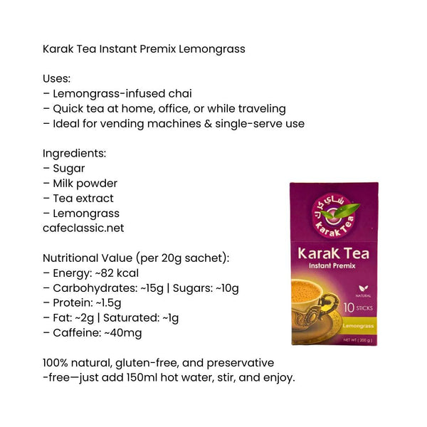 Karak Tea Instant Premix Lemongrass|BB:06.JAN.2026