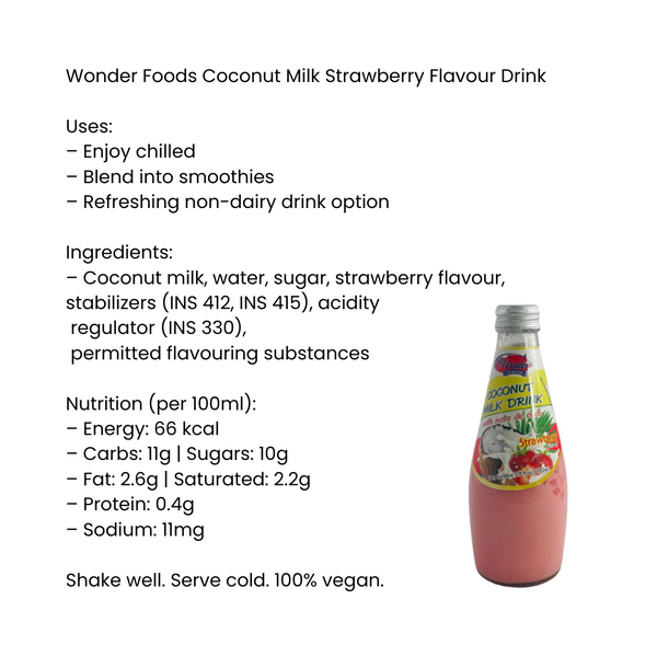 Wonder Foods Coconut Milk Strawberry Flavour Drink |BB:12.APR.2026