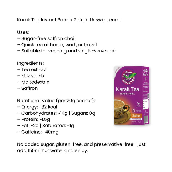Karak Tea Instant Premix Zafran Unsweetened