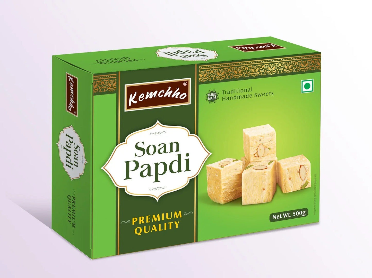 Kemchho Premium Soan Papdi Handmade Sweet (Traditional Flaky Son Papdi) | 250g - Layered Melt-in-Mouth Crispy Sugar Candy Dessert | Premium Authentic Indian Mithai Treat for Occasions & Festive Gifting | South Africa | India Bazaar