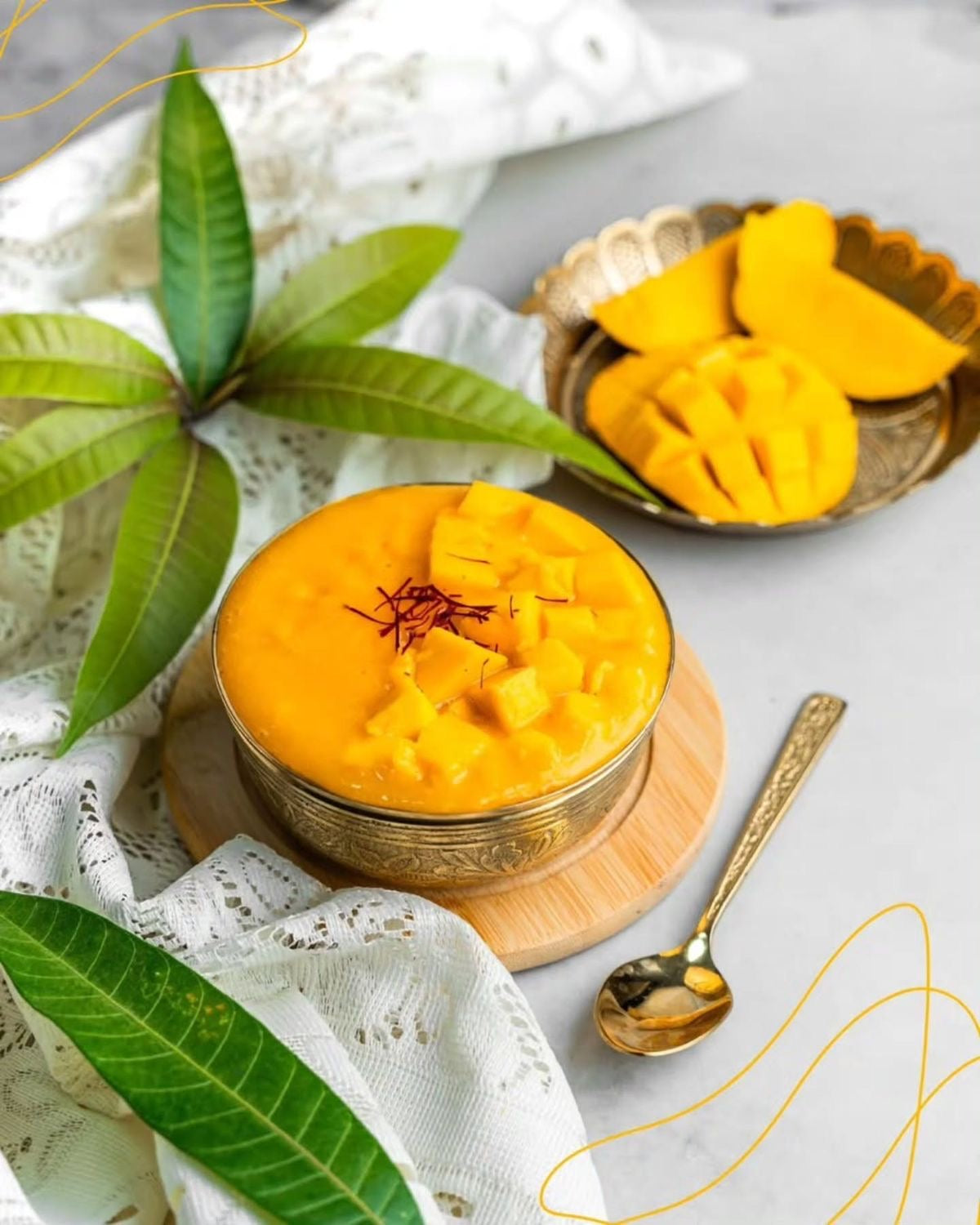 Mother’s Recipe Saffron Mango Puree / Kesar Mango Pulp | Sweetened Mango Pulp | Rich Ripe Mango, Smooth & Naturally Sweet | Dessert & Drink Base | South Africa | India Bazaar