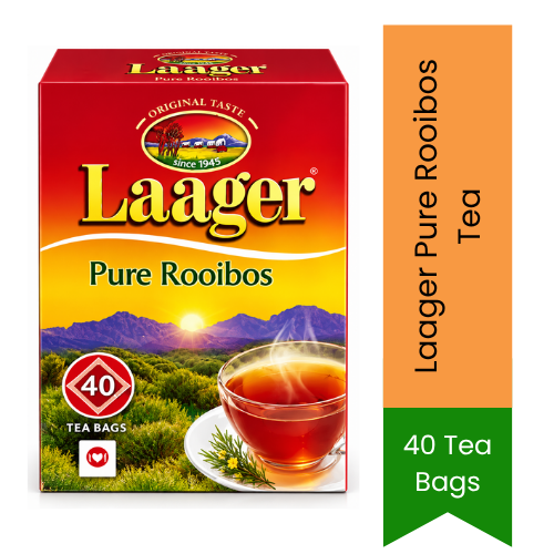 Laager Pure Rooibos Tea | 40 Tea Bags - Naturally Caffeine-Free Herbal Tea | Rich Antioxidants & Smooth Refreshing African Taste | South Africa | India Bazaar