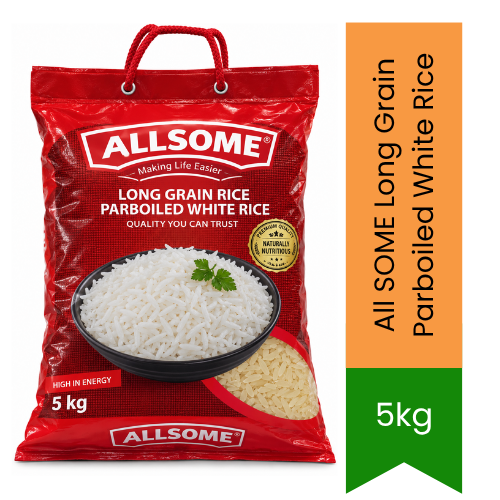 All SOME Long Grain Parboiled White Rice - Premium Quality Grains | Fluffy Separate Grains Ideal for Daily Meals & Stews | South Africa | India Bazaar