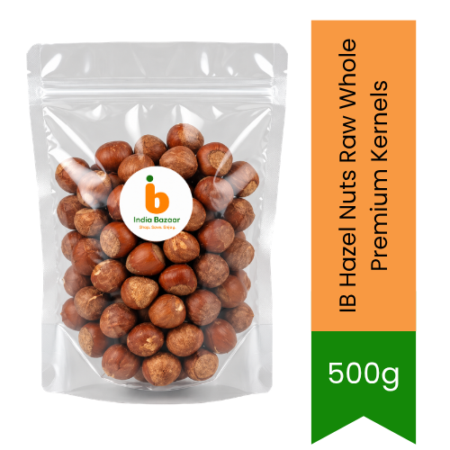 IB Hazel Nuts Raw Whole Premium Kernels | 500g - Crunchy Nutty Superfood for Home Chocolate Making, Baking Cakes, Granola Mixes & Keto Diets | South Africa | India Bazaar