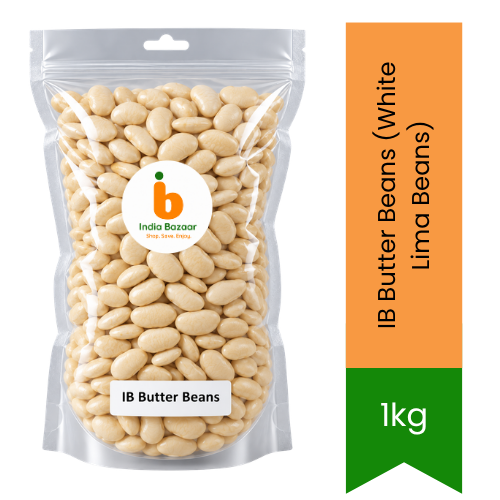 IB Butter Beans (White Lima Beans) | 1kg - Premium Pure Creamy Nutrient-Rich Legumes for Soups, Stews & Curries | Delivers High Fiber & Rich Delicate Flavor | South Africa | India Bazaar