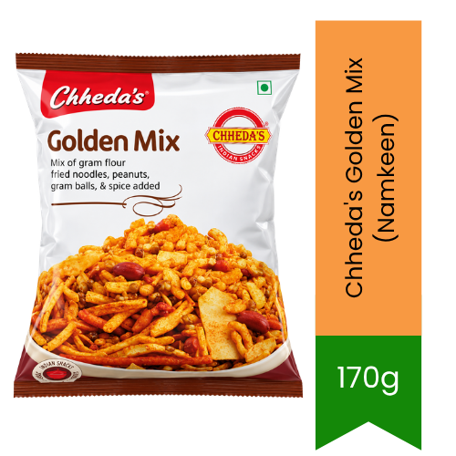 Chheda's Golden Mix (Namkeen) | 170g - Premium Indian Crispy Snack | Authentic Flavor, Crunchy Texture & Tasty Teatime Treat | South Africa | India Bazaar