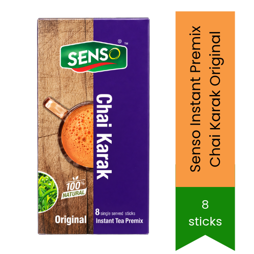 Senso Instant Premix Chai Karak Original | 8 sticks - Instant Unsweetened Spiced Milk Tea Premix, Strong Robust Blend for Home & Office | South Africa | India Bazaar