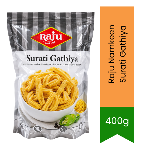 Raju Namkeen Surti Gathiya | 400g - Premium Indian Crispy Snack | Soft Crunchy Texture & Authentic Gujarati Taste | South Africa | India Bazaar