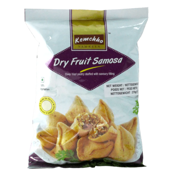 Kemchho Dry Fruit Samosa (Mewa Mitha Samosa) | 270g - Deep-Fried Crispy Triangular Pastry Stuffed with Premium Spiced Nuts | Rich Traditional Gujarati Teatime Savoury Sweet Snack for Festivals & Gatherings | South Africa | India Bazaar
