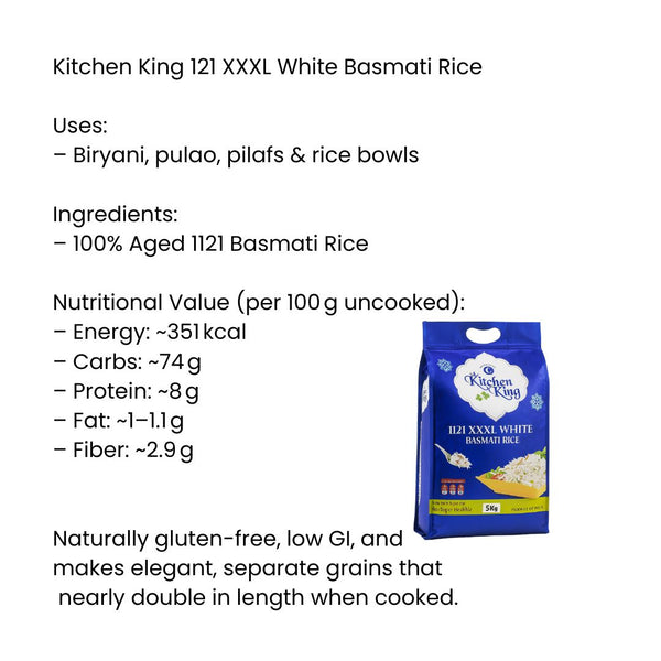 Kitchen King 1121 XXXL White Basmati Rice